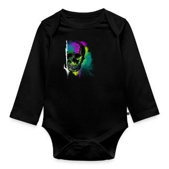 Colour Skull - Baby Bio-Langarm-Body - Schwarz - Vorne