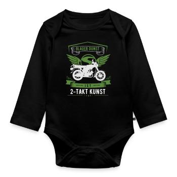 Blauer Dunst ist 2 Takt Kunst, Moped S51, Ost Mofa - Baby Bio-Langarm-Body - Schwarz - Vorne