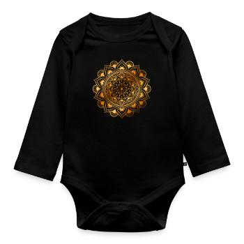 Mandala-Traum - Baby Bio-Langarm-Body - Schwarz - Vorne