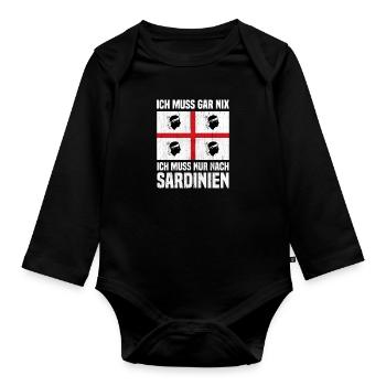 Sardegna Sardinia Sardinian flag Sarde Italy - Organic Longsleeve Baby Bodysuit - black - Front