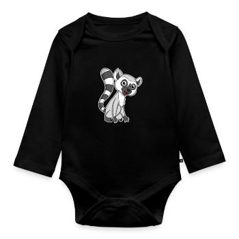 Süße Lemur Lemuren Geschenk - Baby Bio-Langarm-Body - Schwarz - Vorne