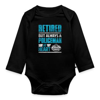 Police pensioner cop retirement - Organic Longsleeve Baby Bodysuit - black - Front