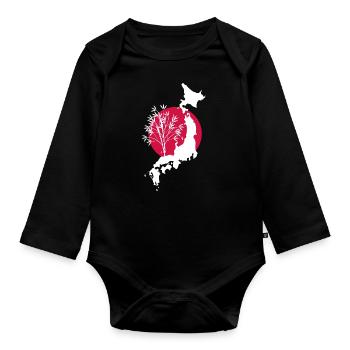 Japon - Body Bébé bio manches longues - noir - Devant
