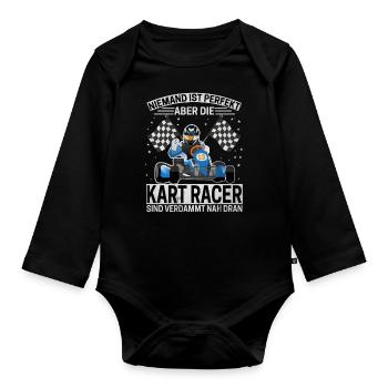 Kart rennen Gokartarena Geschenk - Baby Bio-Langarm-Body - Schwarz - Vorne