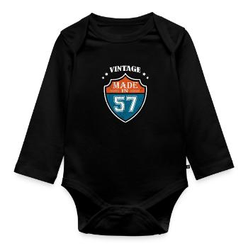 Vintage Made In 57 Sport 1957 Cadeau anniversaire - Body Bébé bio manches longues - noir - Devant