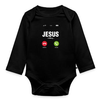 Jesus - Baby Bio-Langarm-Body - Schwarz - Vorne