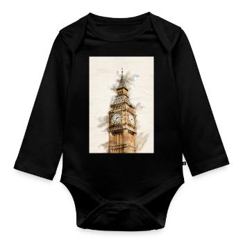 London Big Ben - Organic Longsleeve Baby Bodysuit - black - Front