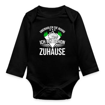 Camper Bus Van Geschenk I Caravan Camping - Baby Bio-Langarm-Body - Schwarz - Vorne