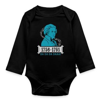 Wolfgang Amadeus Mozart - Body Bébé bio manches longues - noir - Devant