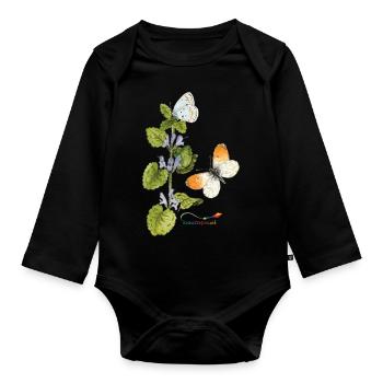 Gundermann and butterflies - Organic Longsleeve Baby Bodysuit - black - Front