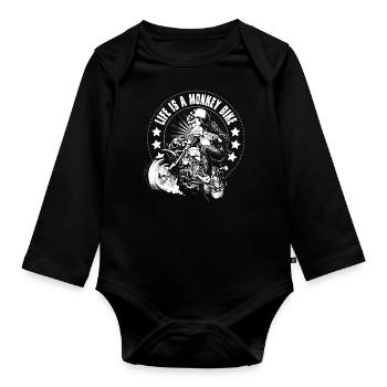 Monkey Bike - Organic Longsleeve Baby Bodysuit - black - Front