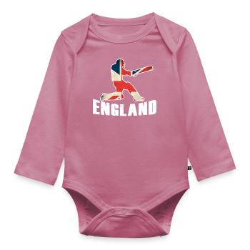 England Cricket Shirt Cricket Team - Organic Longsleeve Baby Bodysuit - mauve - Front