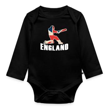 England Cricket Shirt Cricket Team - Baby Bio-Langarm-Body - Schwarz - Vorne