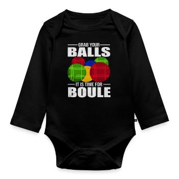 Petanque Aktuell Boule Kugeln Geschenk - Baby Bio-Langarm-Body - Schwarz - Vorne