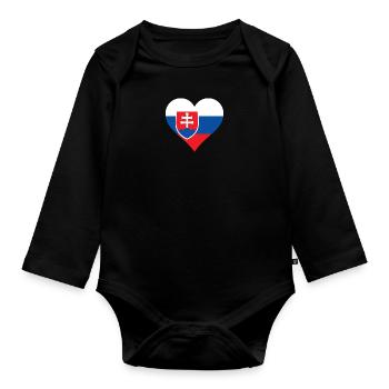Slovaquie drapeau slovaque drapeau coeur - Body Bébé bio manches longues - noir - Devant