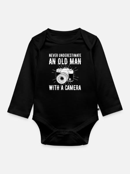 Fotograf - Baby Bio-Langarm-Body - Schwarz