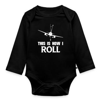 Pilots airplane gift idea - Organic Longsleeve Baby Bodysuit - black - Front