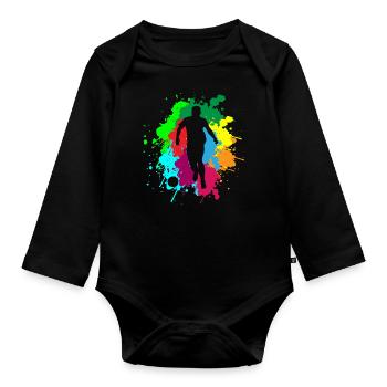 Retro Football Silhouette Football Player Vintage - Organic Longsleeve Baby Bodysuit - black - Front