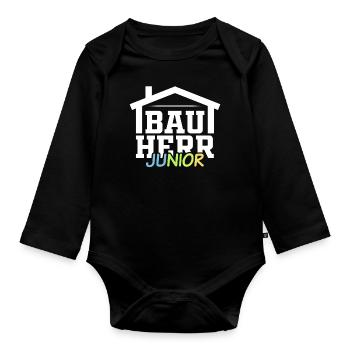 Client junior child kids son gift - Organic Longsleeve Baby Bodysuit - black - Front