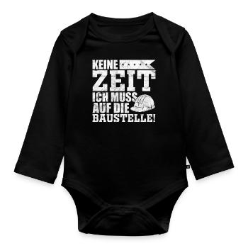 Bauherr Sprüche Geschenkidee - Baby Bio-Langarm-Body - Schwarz - Vorne