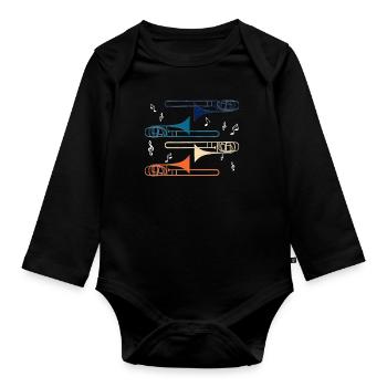 Trombone trombone musique folk cadeau - Body Bébé bio manches longues - noir - Devant