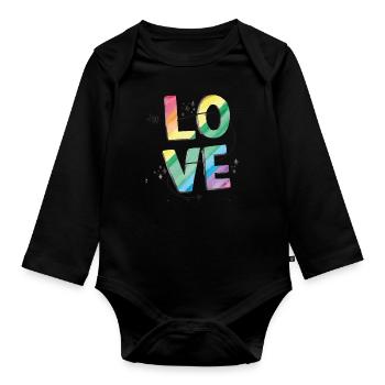 gay pride gay pride shirtGay Pride Love Regenbogen - Baby Bio-Langarm-Body - Schwarz - Vorne