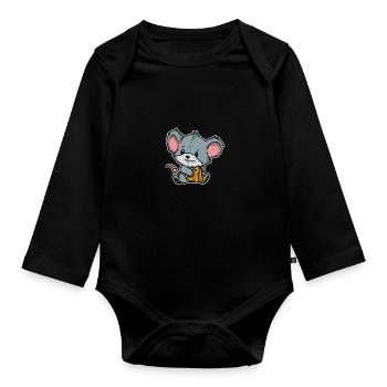 Cute Little Mouse Rat Animal Gift Idea - Organic Longsleeve Baby Bodysuit - black - Front