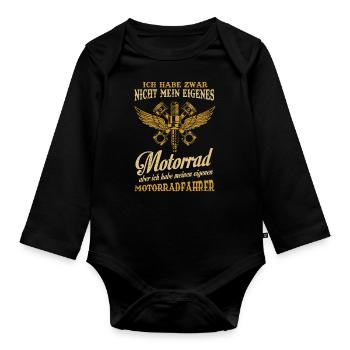 Motorradfahrerin Geschenk,Bikerin Eigenes Motorrad - Baby Bio-Langarm-Body - Schwarz - Vorne
