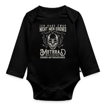 Motorradfahrerin Geschenk,Bikerin Eigenes Motorrad - Baby Bio-Langarm-Body - Schwarz - Vorne