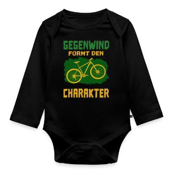 Vélo de montagne disant vélo vélo tour vélo cadeau - Body Bébé bio manches longues - noir - Devant