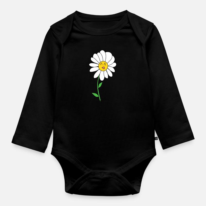Gänseblümchen - Baby Bio-Langarm-Body - Schwarz