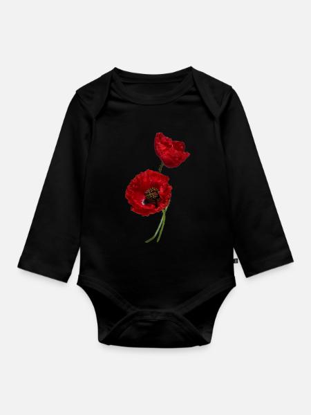 Knittermohn - Baby Bio-Langarm-Body - Schwarz