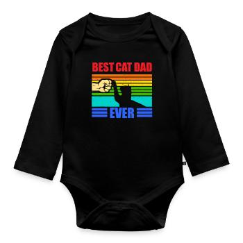Vintage Best Cat Dad Ever Vintage cat dad - Organic Longsleeve Baby Bodysuit - black - Front