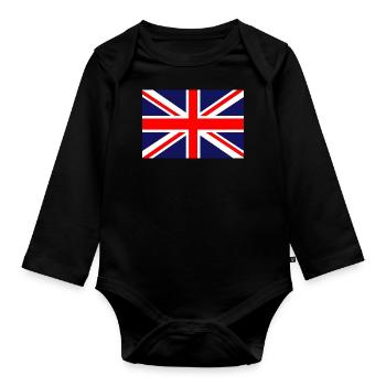 Great Britain British flag flag - Organic Longsleeve Baby Bodysuit - black - Front