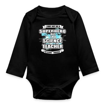 Professeur de sciences T-shirt Professeur de sciences de super-héros - Body Bébé bio manches longues - noir - Devant