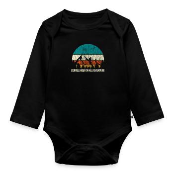 Coffee mountains adventure hiking climbing gift - Organic Longsleeve Baby Bodysuit - black - Front