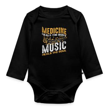 Médecine musicale - Body Bébé bio manches longues - noir - Devant