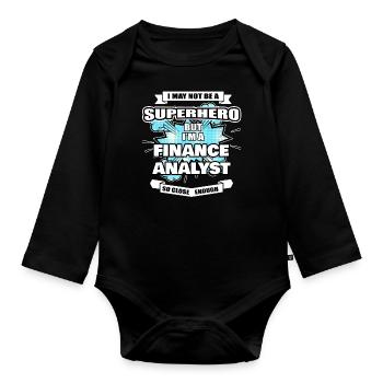 Analyste financier Gift Superhero Analyste financier - Body Bébé bio manches longues - noir - Devant