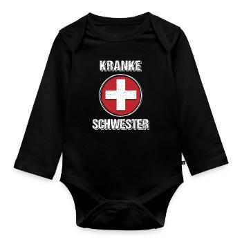 Kranke Schwester Krankenschwester Geschenk - Baby Bio-Langarm-Body - Schwarz - Vorne
