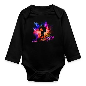 Eishockey - Baby Bio-Langarm-Body - Schwarz - Vorne