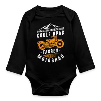 Coole Opas fahren Motorrad - Baby Bio-Langarm-Body - Schwarz - Vorne