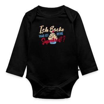 Bäcker Superkraft - Baby Bio-Langarm-Body - Schwarz - Vorne