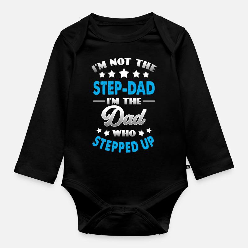Step Dad - Organic Longsleeve Baby Bodysuit - black