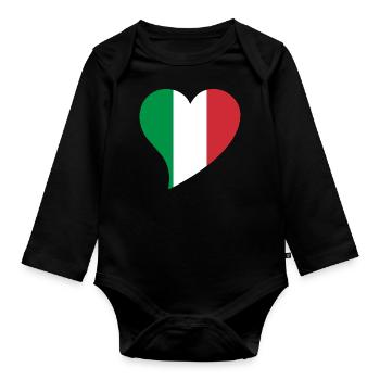 Coeur pour l'Italie - Body Bébé bio manches longues - noir - Devant