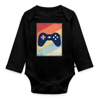 Retro gaming - gaming - Organic Longsleeve Baby Bodysuit - black - Front