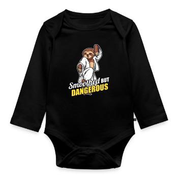 Smoothed But Dangerous Karate Kung Fu Faultier - Baby Bio-Langarm-Body - Schwarz - Vorne