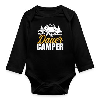 camping - Organic Longsleeve Baby Bodysuit - black - Front
