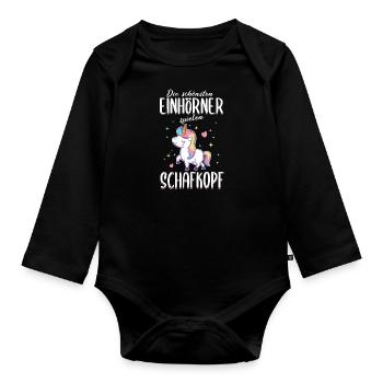 Schafkopfen Schafkopf Kartenspiel Einhorn Spruch - Baby Bio-Langarm-Body - Schwarz - Vorne