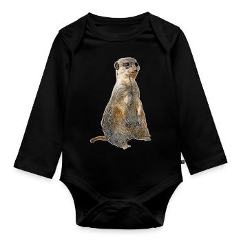 meerkat - Organic Longsleeve Baby Bodysuit - black - Front