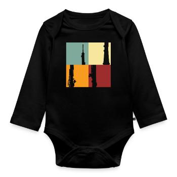 Oboe - Baby Bio-Langarm-Body - Schwarz - Vorne
